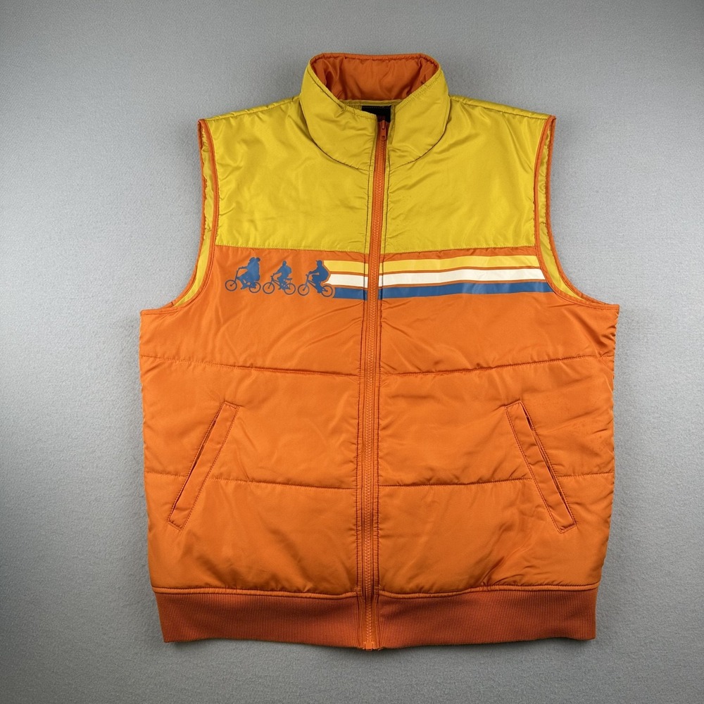 Stranger Things Puffer Vest Orange & Yellow Netflix Show Adult Size XXL
